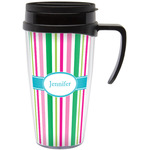 Grosgrain Stripe Acrylic Travel Mug with Handle (Personalized)