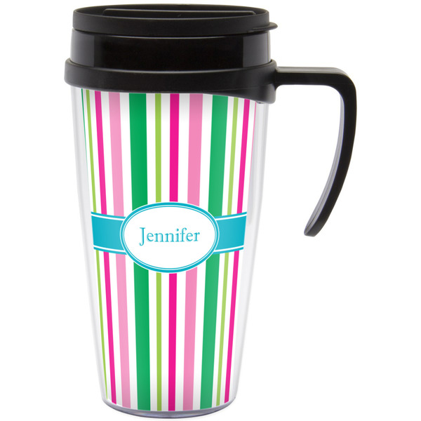 Custom Grosgrain Stripe Acrylic Travel Mug with Handle (Personalized)