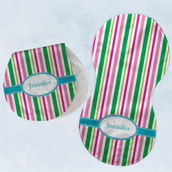 Grosgrain Stripe Burp Pads - Velour - Set of 2 w/ Name or Text