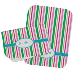 Grosgrain Stripe Burp Cloths - Fleece - Set of 2 w/ Name or Text