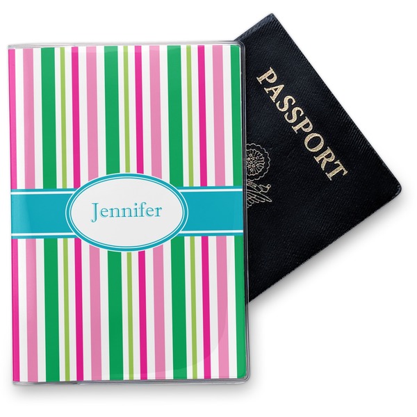Custom Grosgrain Stripe Vinyl Passport Holder (Personalized)