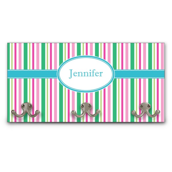 Custom Grosgrain Stripe Wall Mounted Coat Rack (Personalized)