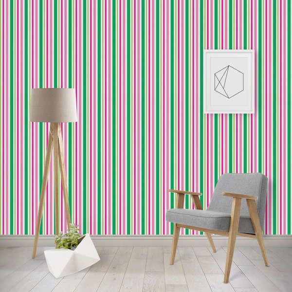 Custom Grosgrain Stripe Wallpaper & Surface Covering (Water Activated - Removable)