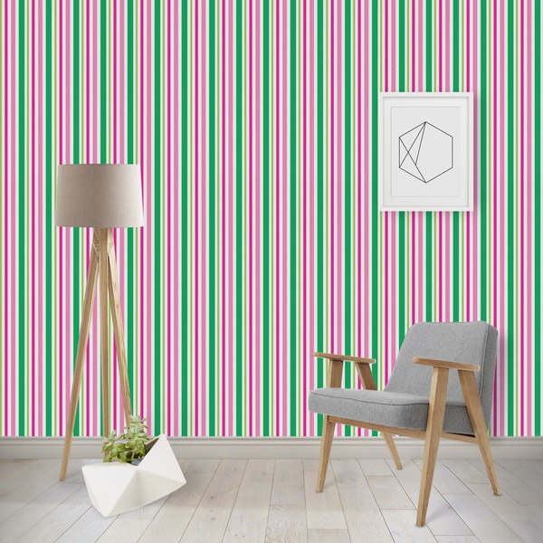 Custom Grosgrain Stripe Wallpaper & Surface Covering (Water Activated - Removable)
