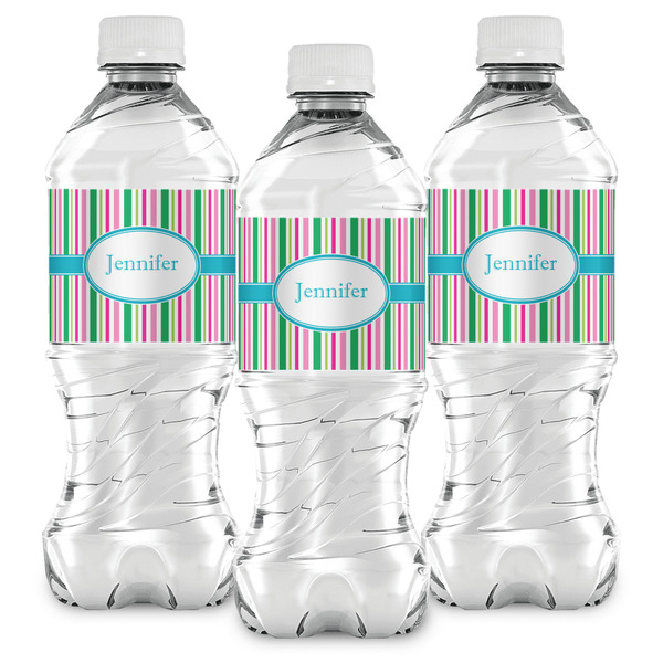 Grosgrain Stripe Water Bottle Labels - Front View