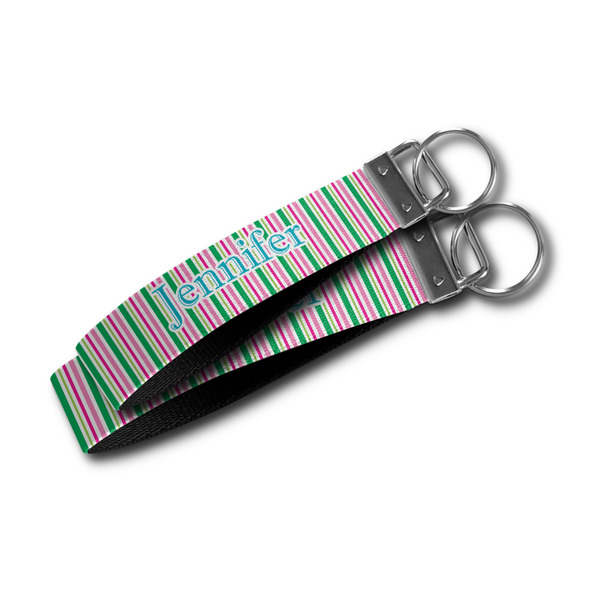 Grosgrain Stripe Webbing Keychain FOBs - Size Comparison