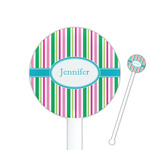 Grosgrain Stripe 5.5" Round Plastic Stir Sticks - White - Single Sided (Personalized)