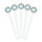 Grosgrain Stripe White Plastic 7" Stir Stick - Round - Fan View