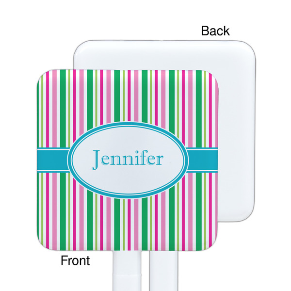 Grosgrain Stripe White Plastic Stir Stick - Single Sided - Square - Approval