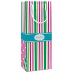 Grosgrain Stripe Wine Gift Bags - Gloss (Personalized)