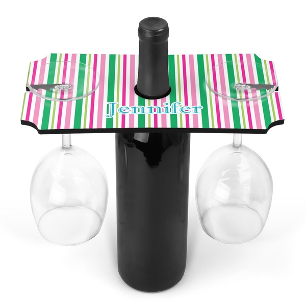 Custom Grosgrain Stripe Wine Bottle & Glass Holder (Personalized)