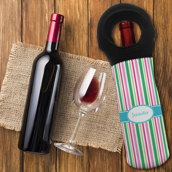 Grosgrain Stripe Wine Tote Bag - FLATLAY