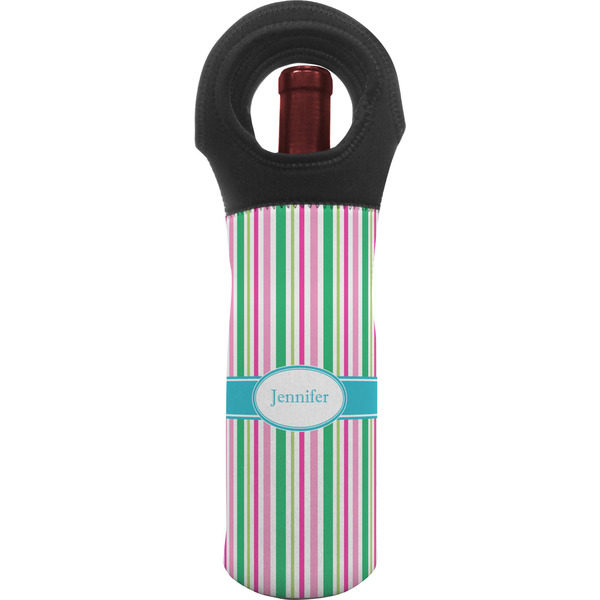 Custom Grosgrain Stripe Wine Tote Bag w/ Name or Text