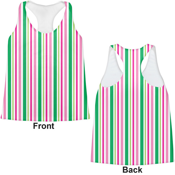 Grosgrain Stripe Womens Racerback Tank Tops - Medium - Front and Back