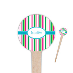 Grosgrain Stripe 4" Round Wooden Food Picks - Double Sided (Personalized)
