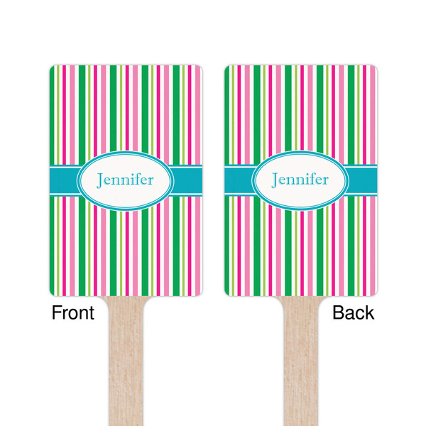 Grosgrain Stripe Wooden 6.25" Stir Stick - Rectangular - Double Sided - Front & Back