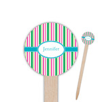 Grosgrain Stripe Round Wooden Food Picks (Personalized)