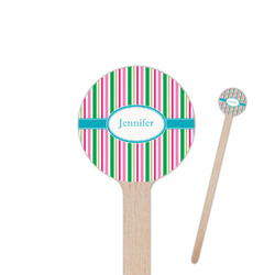 Grosgrain Stripe 6" Round Wooden Stir Sticks - Single Sided (Personalized)