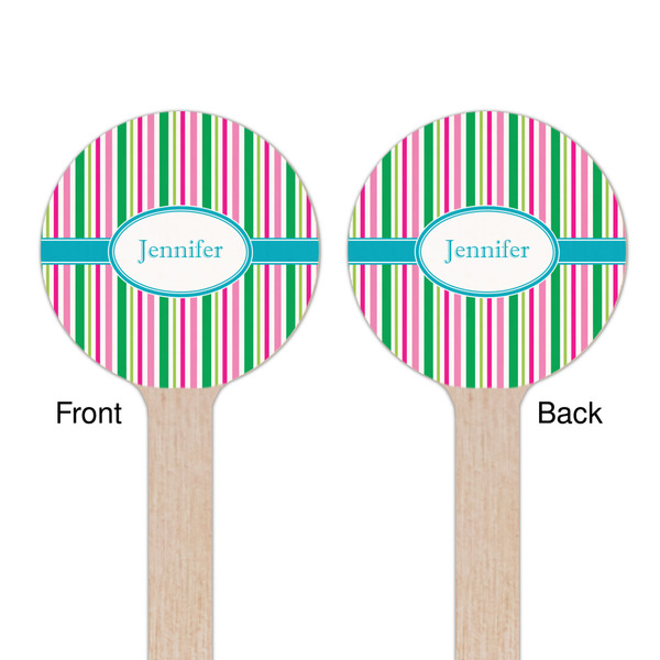 Grosgrain Stripe Wooden 7.5" Stir Stick - Round - Double Sided - Front & Back