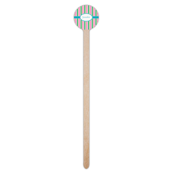 Grosgrain Stripe Wooden 7.5" Stir Stick - Round - Single Stick