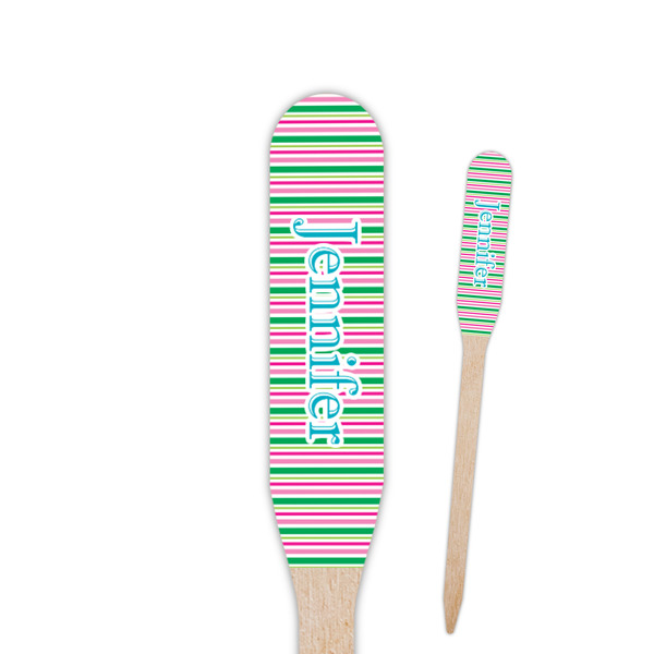 Custom Grosgrain Stripe Paddle Wooden Food Picks (Personalized)