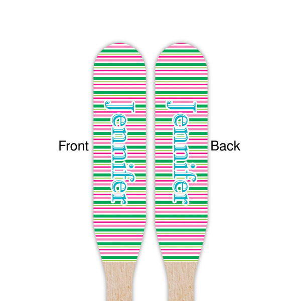 Grosgrain Stripe Wooden Food Pick - Paddle - Double Sided - Front & Back