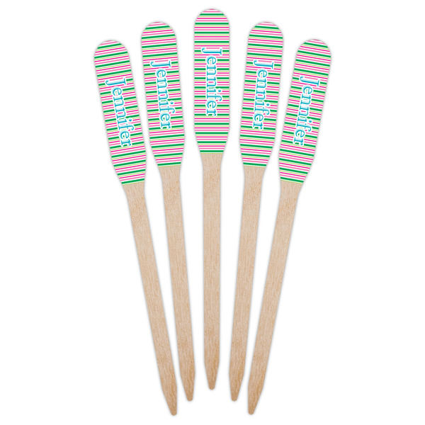 Grosgrain Stripe Wooden Food Pick - Paddle - Fan View