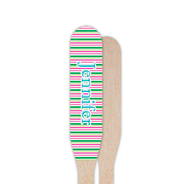 Grosgrain Stripe Wooden Food Pick - Paddle - Single Sided - Front & Back