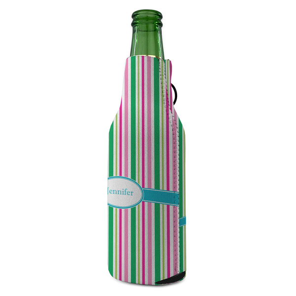 Grosgrain Stripe Zipper Bottle Cooler - ANGLE (bottle)