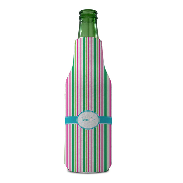 Grosgrain Stripe Zipper Bottle Cooler - FRONT (bottle)