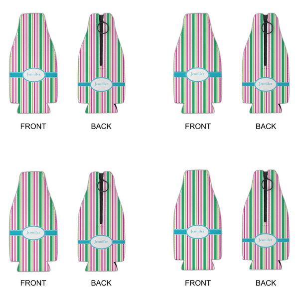 Grosgrain Stripe Zipper Bottle Cooler - Set of 4 - APPROVAL