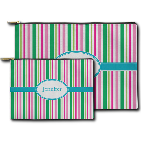 Grosgrain Stripe Zippered Pouches - Size Comparison