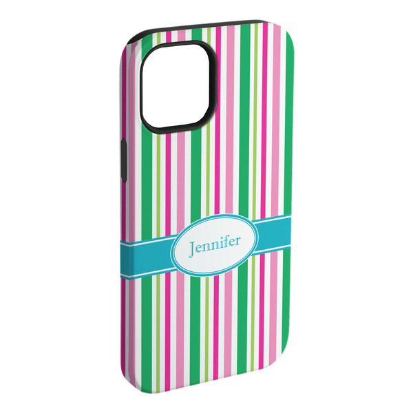 Custom Grosgrain Stripe iPhone Case - Rubber Lined - iPhone 15 Plus (Personalized)