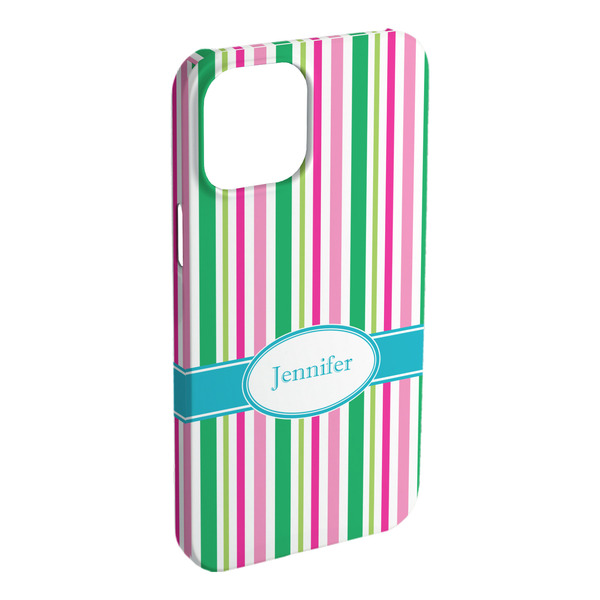 Custom Grosgrain Stripe iPhone Case - Plastic - iPhone 15 Pro Max (Personalized)