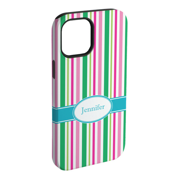 Custom Grosgrain Stripe iPhone Case - Rubber Lined - iPhone 15 Pro Max (Personalized)
