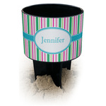 Grosgrain Stripe Black Beach Spiker Drink Holder (Personalized)