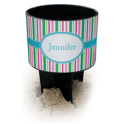 Grosgrain Stripe Black Beach Spiker Drink Holder (Personalized)