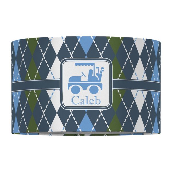 Blue Argyle 12" Drum Lampshade - FRONT (Fabric)