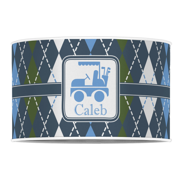 Blue Argyle 12" Drum Lampshade - FRONT (Poly Film)