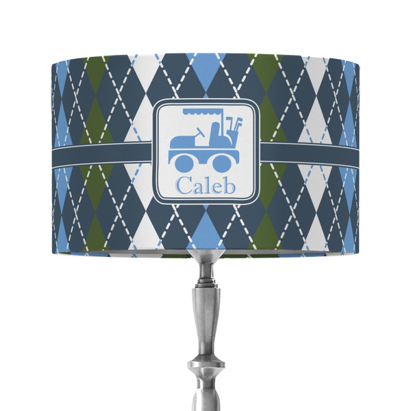 Custom Blue Argyle 12" Drum Lamp Shade - Fabric (Personalized)