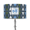 Blue Argyle 12" Drum Lampshade - ON STAND (Fabric)