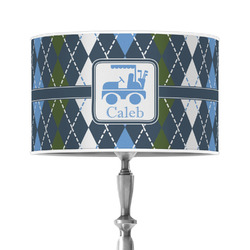 Blue Argyle 12" Drum Lamp Shade - Poly-film (Personalized)