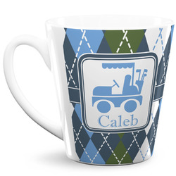 Blue Argyle 12 Oz Latte Mug (Personalized)