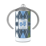 Blue Argyle 12 oz Stainless Steel Sippy Cup (Personalized)