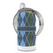 Blue Argyle 12 oz Stainless Steel Sippy Cups - FULL (back angle)