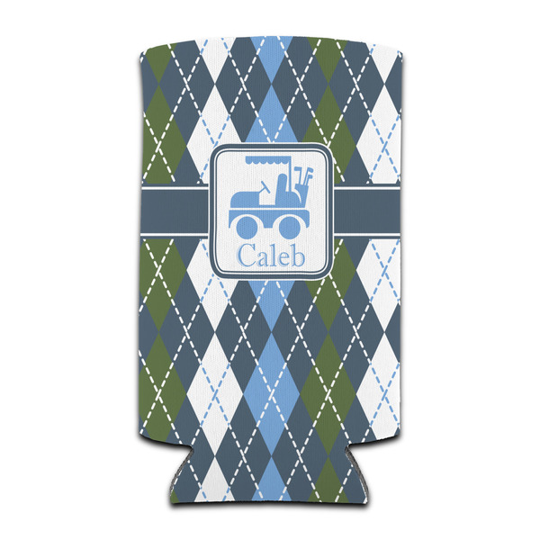 Custom Blue Argyle Can Cooler (tall 12 oz) (Personalized)