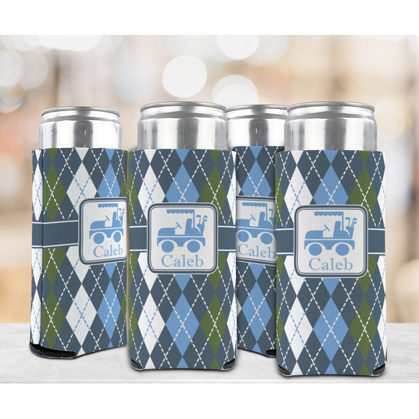 Blue Argyle 12oz Tall Can Sleeve - Set of 4 - LIFESTYLE