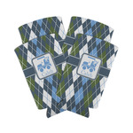 Blue Argyle Can Cooler (tall 12 oz) - Set of 4 (Personalized)