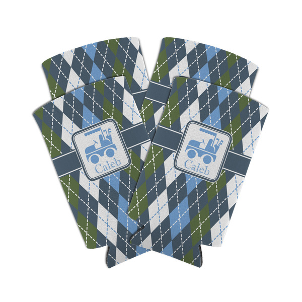 Custom Blue Argyle Can Cooler (tall 12 oz) - Set of 4 (Personalized)