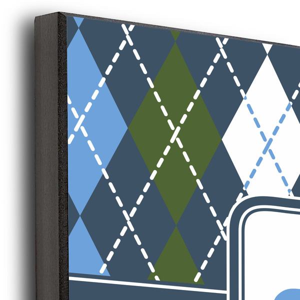 Blue Argyle 12x12 Wood Print - Closeup